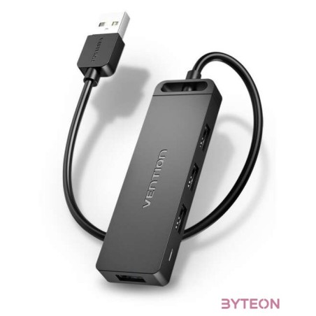 USB 2.0 4-Port Hub with Power Supply Vention CHMBB 0.15m, Black