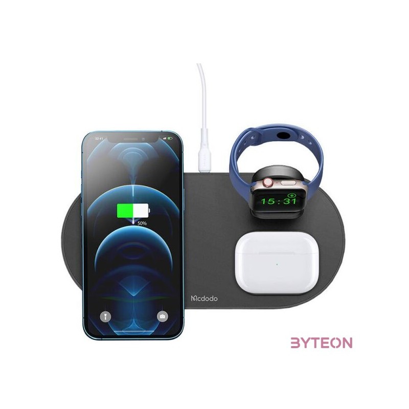 Wireless Charger Mcdodo CH-7061 3 in 1 15W (mobile,TWS,Apple watch) (black)