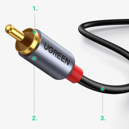 UGREEN CM451 USB-C kábel 2x RCA-hoz (Cinch) 1.5m (fekete)