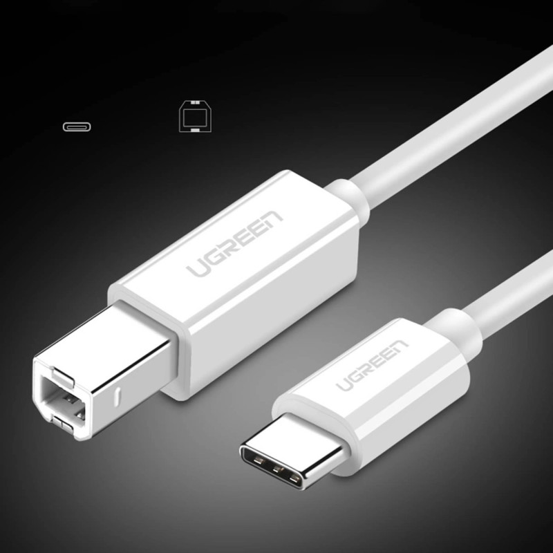 "UGREEN US241 CB USB 2.0 kábel nyomtatóhoz, 1m (fehér) "