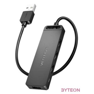 USB 2.0 4-Port Hub with Power Supply Vention CHMBB 0.15m, Black