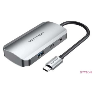 USB-C to USB-C Docking Station, 3x USB3.0, PD 0.15m Vention TNDHB, gray