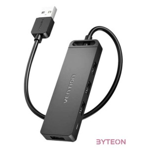 USB 2.0 4-Port Hub with Power Supply Vention CHMBB 0.15m, Black