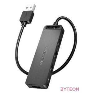 USB 2.0 4-Port Hub with Power Supply Vention CHMBB 0.15m, Black