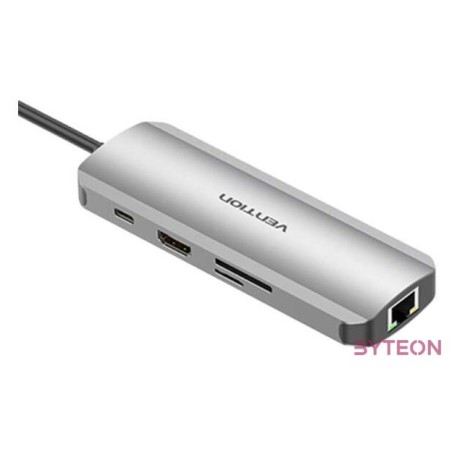 USB-C Docking Station to HDMI, 3x USB3.0, RJ45, SD, TF, PD 0.15m Vention TOKHB (gray)