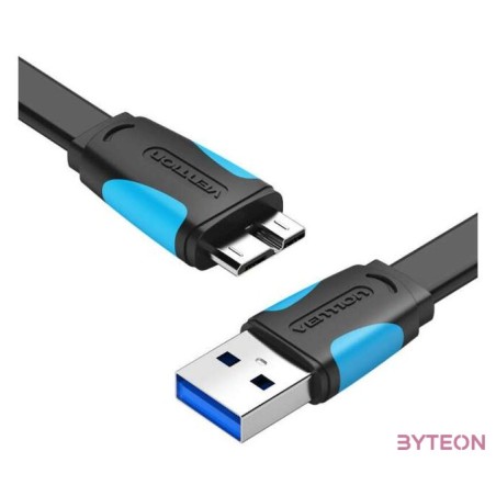 Flat USB 3.0 A to Micro-B cable Vention VAS-A12-B100 1m Black