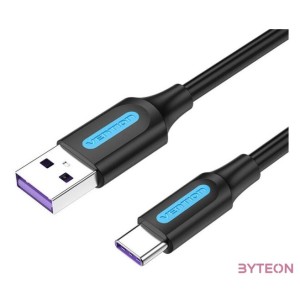 USB 3.0 A to USB-C Cable Vention COZBD 3A 0.5m Black PVC