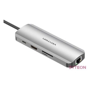 USB-C Docking Station to HDMI, 3x USB3.0, RJ45, SD, TF, PD 0.15m Vention TOKHB (gray)