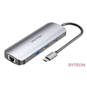 USB-C Docking Station to HDMI, 3x USB3.0, RJ45, SD, TF, PD 0.15m Vention TOKHB (gray)