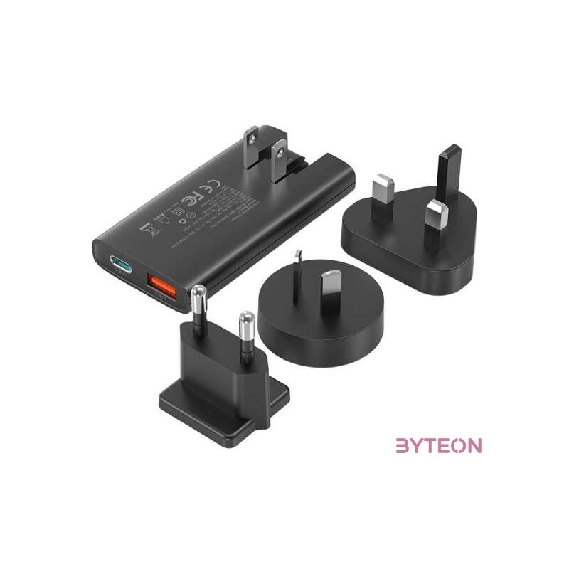 Mini travel wall charger Choetech PD6011 PD65W GaN slim USB-AC  (black)