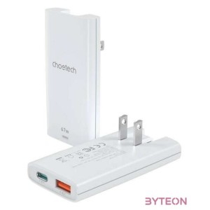 Mini travel wall charger Choetech PD6011 PD65W GaN slim USB-AC  (white)