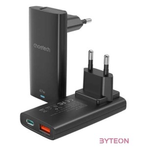 Mini travel wall charger Choetech PD6011 PD65W GaN slim USB-AC  (black)