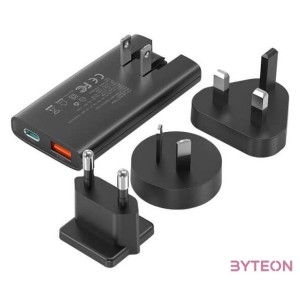 Mini travel wall charger Choetech PD6011 PD65W GaN slim USB-AC  (black)