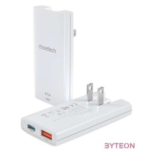 Mini travel wall charger Choetech PD6011 PD65W GaN slim USB-AC  (white)