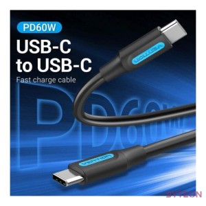 Kabel USB-C 2.0 Vention COSBG PD60W 1,5m czarny PVC