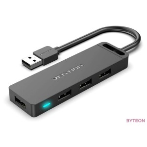 USB 2.0 4-Port Hub with Power Adapter Vention CHMBF 1m Black