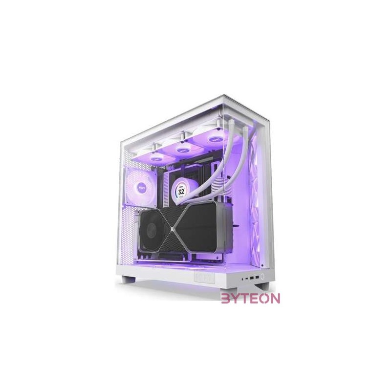 NZXT H6 Flow RGB (2023) fehér (táp nélküli) ablakos ATX ház