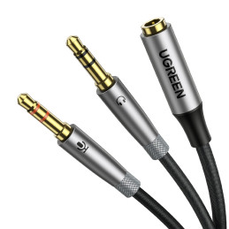 UGREEN AV193 AUX audio splitter fejhallgató + mikrofon 3,5 mm-es mini jack kábelhez (szürke)