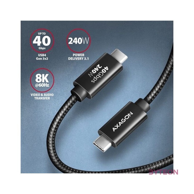 Axagon BUCM4X-CM10AB NewGEN 1m USB-C  USB-C 4 Gen 3x2 , 240W kábel