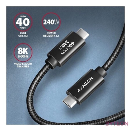 Axagon BUCM4X-CM10AB NewGEN 1m USB-C  USB-C 4 Gen 3x2 , 240W kábel