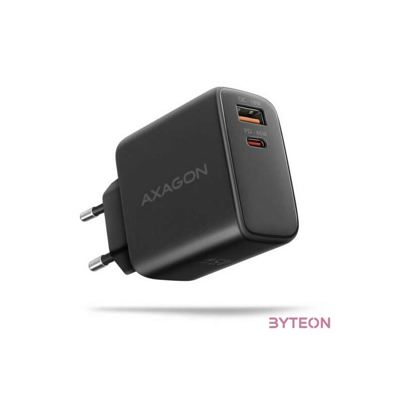 AXAGON ACU-PQ45 QC3.0,4.0,AFC,FCP,PPS,Apple  PD type-C 45W fekete töltő