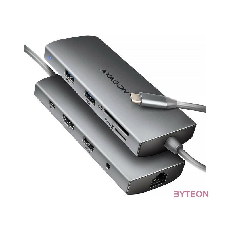 AXAGON HMC-8HLSA USB-C 3.2 Gen 1 3x USB-A  4K,30Hz HDMI  SD,microSD GLAN Audio PD 100W hub