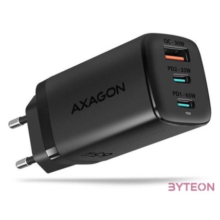 AXAGON ACU-DPQ65W 3x port (USB  dual USB-C), PD3.0,QC4,PPS,Apple 65W fehér GaN töltő