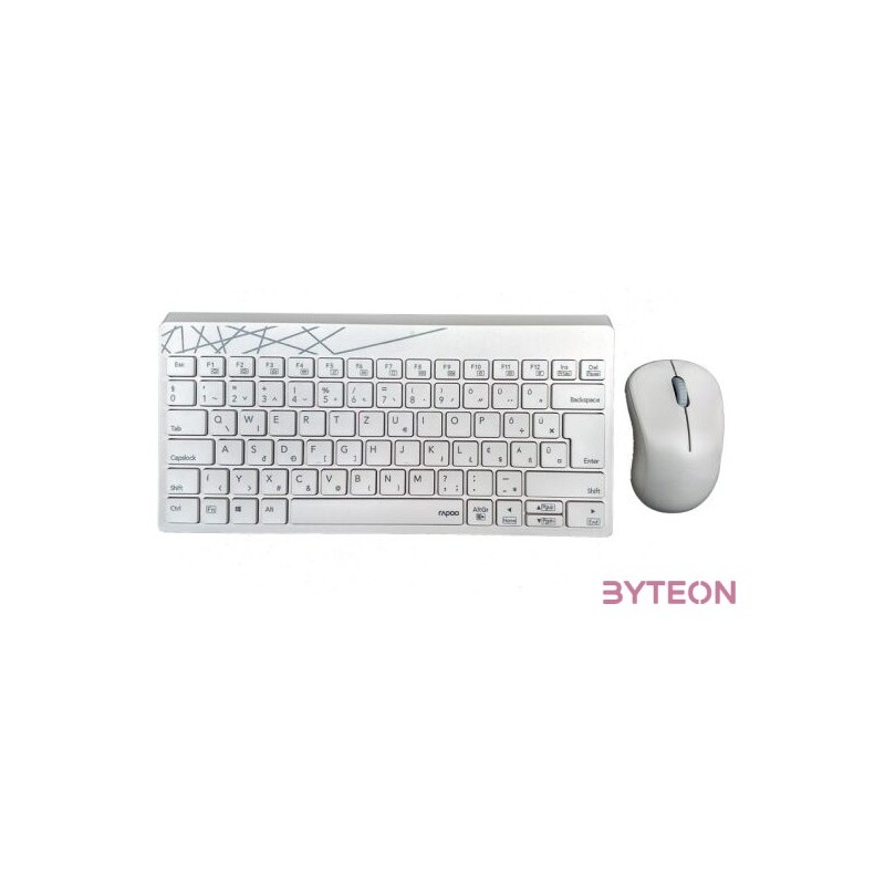 Rapoo 190801 8000M vezeték nélküli fehér billentyűzet és egér