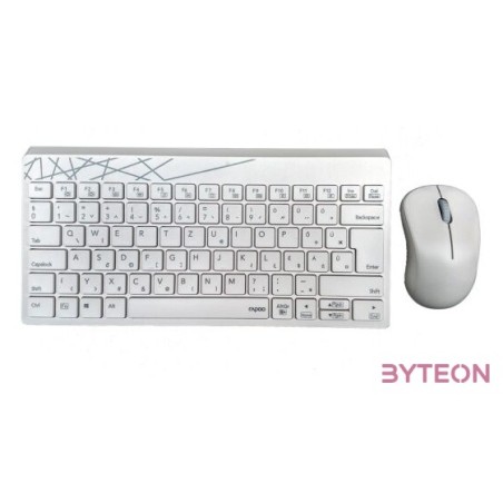 Rapoo 190801 8000M vezeték nélküli fehér billentyűzet és egér