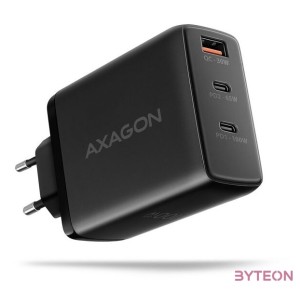 AXAGON ACU-DPQ100 3x port (USB  dual USB-C), PD3.0,QC4,PPS,Apple 100W fekete GaN töltő