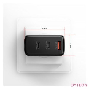 AXAGON ACU-DPQ100 3x port (USB  dual USB-C), PD3.0,QC4,PPS,Apple 100W fekete GaN töltő