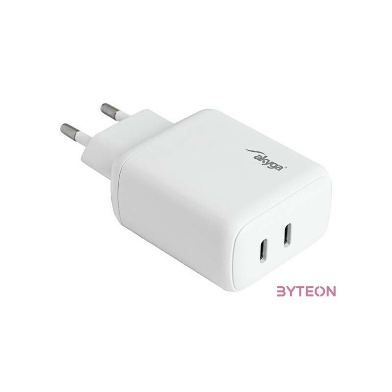 CHG Akyga AK-CH-19 2x USB-C PD 5-12V , max. 3A 40W Quick Charge 3.0 gyorstöltő
