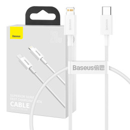 USB-C kábel a Lightning Baseus Superior sorozathoz, 20 W, PD, 0,25 m (fehér)