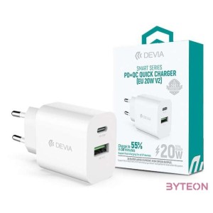 Devia ST385247 20W Type-C  USB PDQC fehér hálózati töltő adapter