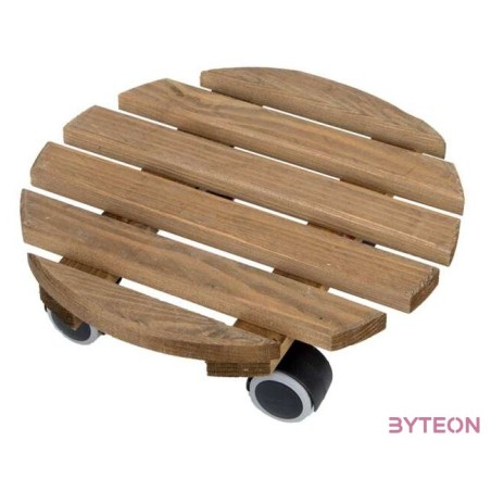 Fából készült gurulós virágalátét, barna, 29 cm