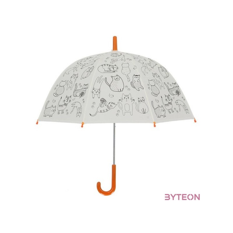 Kifesthető cicás gyerek esernyő, filctollakkal