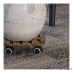 Fából készült gurulós virágalátét, barna, 29 cm