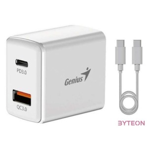 Genius PD-20ACP 20W USB,Type-C fehér hálózati adapter  kábel