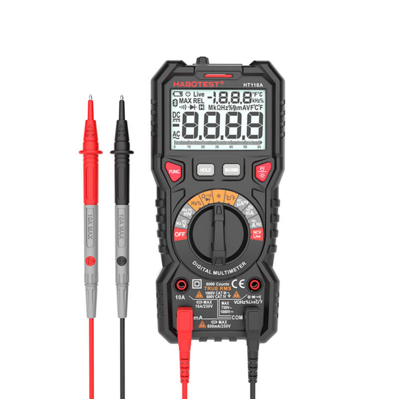 Habotest HT118A digitális multiméter zseblámpával True RMS, NCV