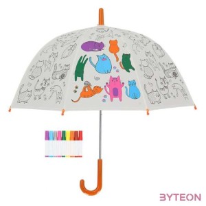 Kifesthető cicás gyerek esernyő, filctollakkal