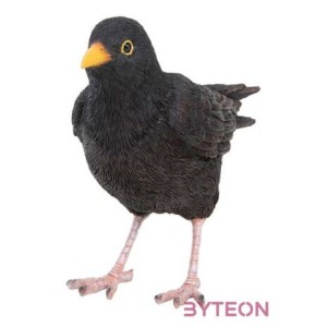 Feketerigó polyresin szobor, kültéri és beltéri dekorációs kiegészítő