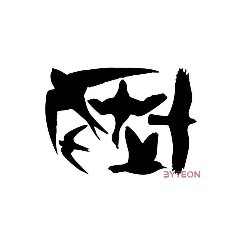 Madárriasztó, madár sziluett ablakmatrica a madarak épségéért