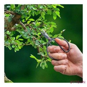 Fekete acél bonsai olló, 11 cm