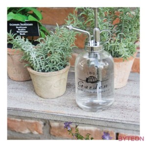 Üveg növénypermetező, 0,36 literes, fekete felirattal