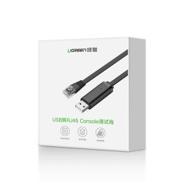 UGREEN CM204, USB - RJ45 konzolkábel hálózati eszközökhöz, 1,5 m (fekete)