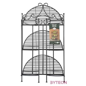 Összecsukható ívelt kovácsoltvas virágtartó állvány, 3 polcos, 114 cm