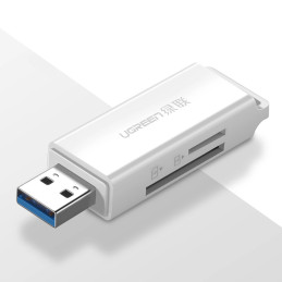 UGREEN CM104 SD / microSD USB 3.0 memóriakártya-olvasó (fehér)