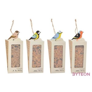 Felakasztható madár mintás madáretető, vegyes magokkal, B