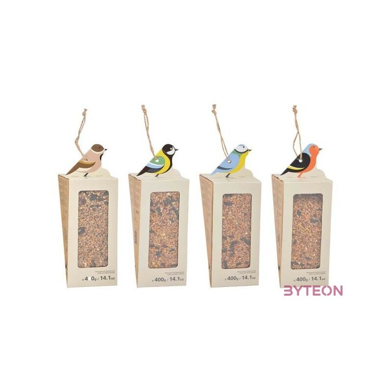 Felakasztható madár mintás madáretető, vegyes magokkal, B