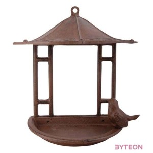 Öntöttvas fali madáretető és -itató, tetővel